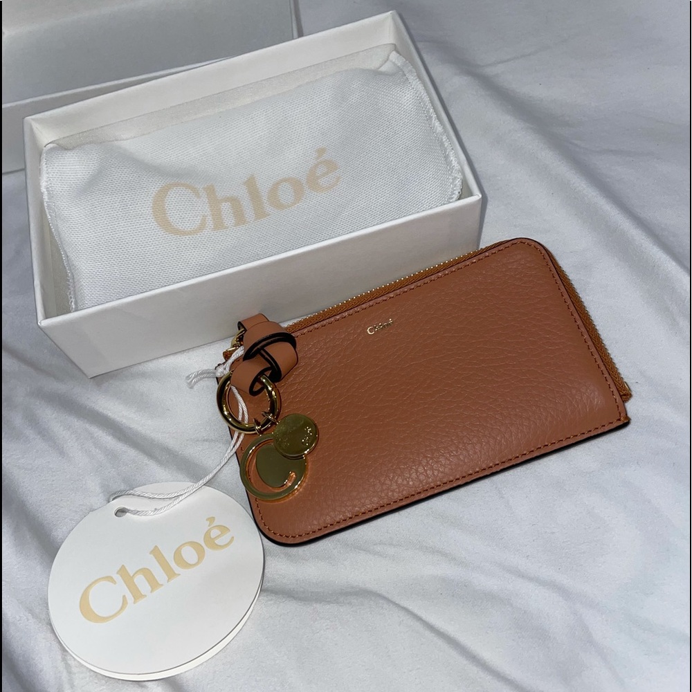 CHLOÉ ALPHABET ZIP LEATHER CARD HOLDER NWT